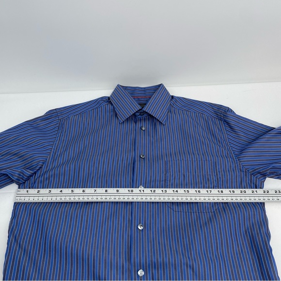 ETON Ganghester Button Up Shirt Men’s 15 3/4 40 Blue/gray Striped Long Sleeve - Picture 5 of 8